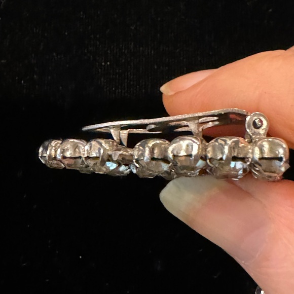 Vintage Clear Rhinestone Dress Clips Marked STERLING AS-IS - Picture 6 of 9
